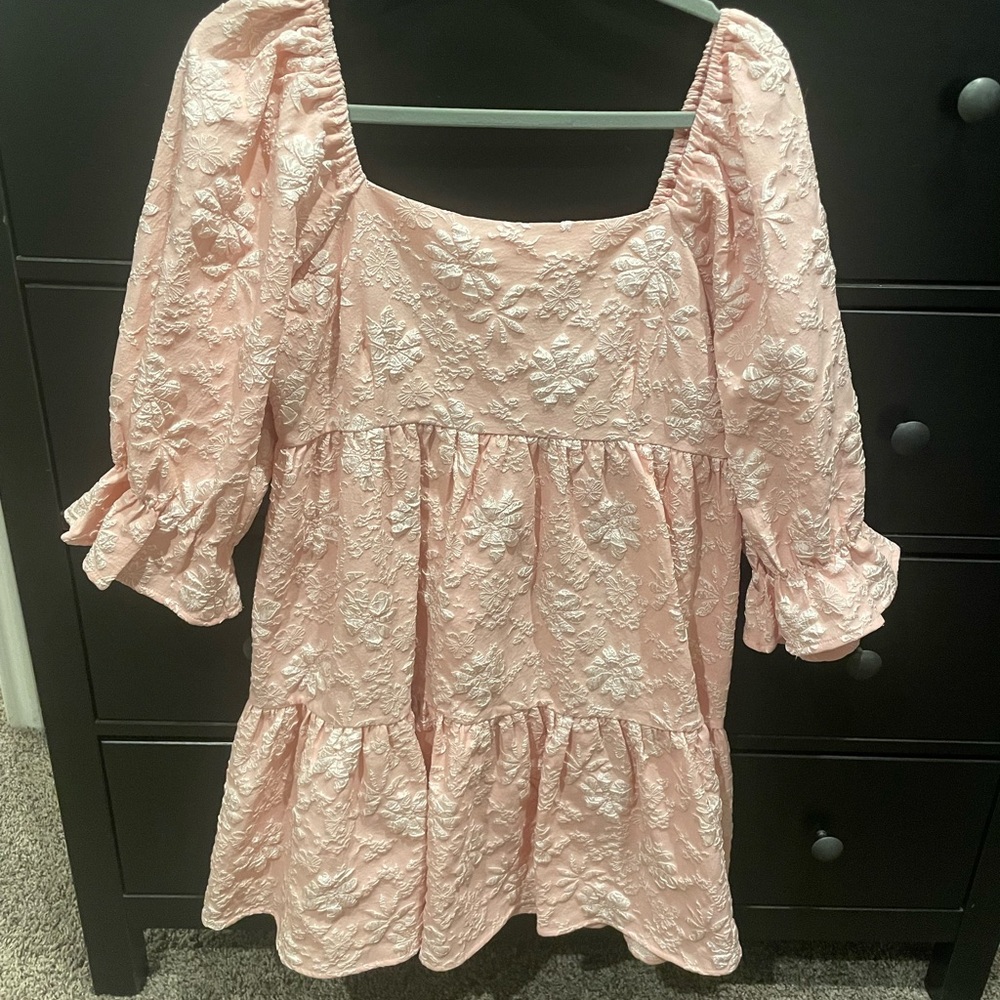 Entro Pink Floral Textured Dress